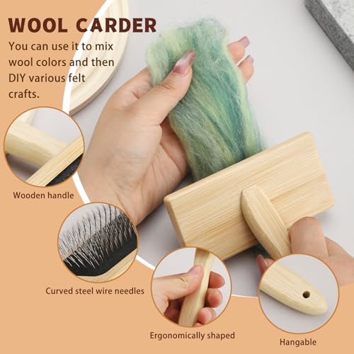 Image of SOCNITC Needle Felting Tools Kit with 6 inchx6 inch Felting Mat and Wool Brush