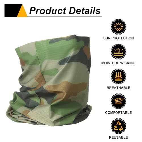 HARFINGTON Summer Cooling Neck Gaiter Sun Protection Face Mask Fishing Neck Gaiter Unisex Sunscreen Breathable Bandana for Hiking Outdoor Sports, Camo4