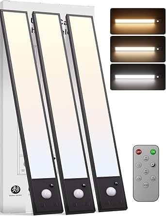Unterbauleuchte Küche LED mit Bewegungsmelder 3 Stück | 1800mAh 6000K Super Hell | Dimmbar & Magnetische schrankbeleuchtung | Schranklicht mit Bewegungsmelder für Küche (30CM) [Energieklasse B]