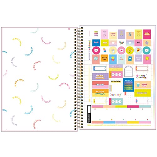 Caderno de 01 Matéria Capa Dura 2020 Happy 80 Folhas - Pacote com 4, Tilibra, 30.543-0, Multicolorid
