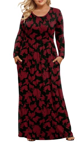 Image of LONGYUAN Women's Plus Size Maxi Dresses for Curvy Women Casual Long Dress XL-6XL
