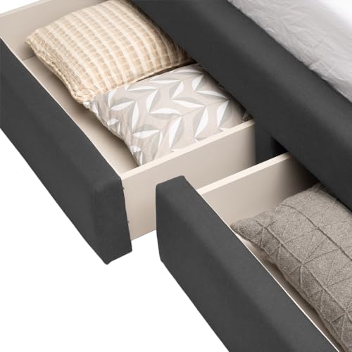 Image of Wakefit Bed | King (78 X 72) Solid Wood Bed, Upholstered, with Storage, 3 Year Warranty - Lanta - Omega Ash Grey