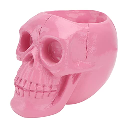 TOPBATHY Skull Makeup Bowl & Pen Holder Bowl Halloween Goth Decorations Skeleton Skulls Gothic Organizer Bathroom Skeleton for Bathroom,Countertop,Desk,Dorm(Pink)