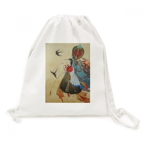 Sac à dos cordon Hirondelles Chinois toile sac voyage imprimé original