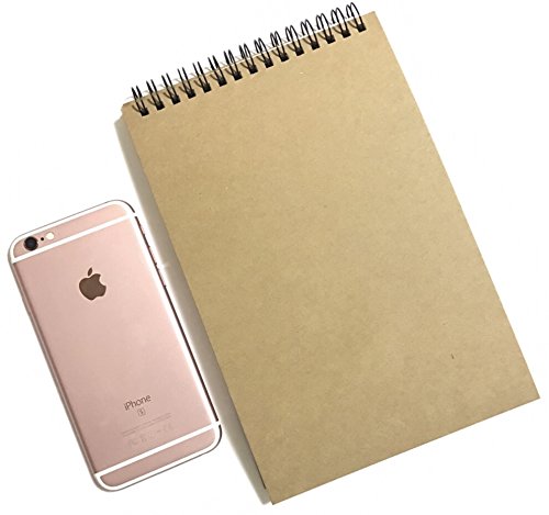 Veeppo A5 Top Bound Spiral Notebooks Bulk Journals Wirebound Steno Pads Blank Kraft Brown Cardboard Cover Thick Cream Steno Pad Sketchbook Scrapbook Album (Top Bound Blank White-Pack Of 4) #TOP2