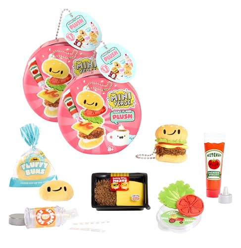 MGAs Miniverse Make It Mini Plush (2 Pack) Blind Packaging DIY Food Themed Plush Collectibles Air-Dry Adhesive 8 to Collect Keychain Accessory Collectors 8+