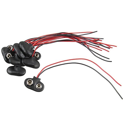 Generico Funda de ecopiel 10x Tipo T Conector de clip para batería de 9V cableado de 15cm Práctico y popularHermoso diseño