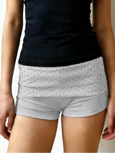 Image of Women Fold Over Lounge Shorts Low Waist Fitted Pajama Shorts Cute Sleep Pj Short Bottoms Roll Over Yoga Shorts