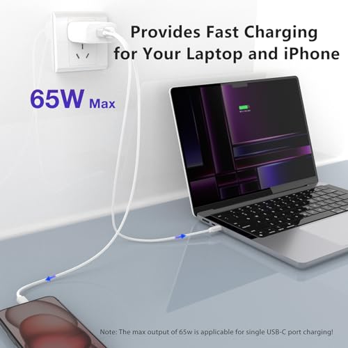Cargador rápido de 65W USB C compatible con iPhone 15 Pro Max y iPad Pro 3