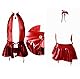 ROSVAJFY Damen Wetlook Mini Kleid Leder Babydoll Dessous Neckholder Minikleid aus Transparent Mesh Patchwork Minirock Clubwear Rückenfrei Chemise Sexy Nachtwäsche (Rot)