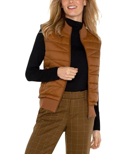 Sleeveless Quilted Front Full Zip Sweater Vest