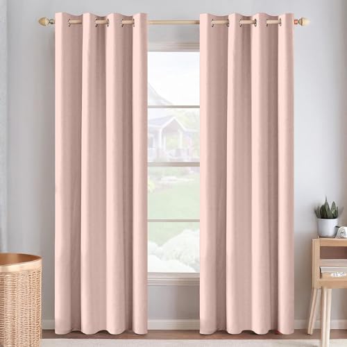 Image of Cortina 80-90% Blackout Solid Door Curtains 8 Feet Set of 2 - Thermal Insulated | Curtain for Living Room | Drapes for Bedroom | (8 Feet, Pink)