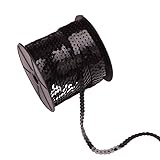 Adornos de cinta con lentejuelas, Cinta de lentejuelas 0.236 in, borde plano redondo, multicolor, 5-100 yardas(7 Black,5 Yards)