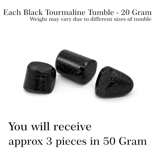 Image of Black Tourmaline Tumble Stone | 50 gm Tumbled Gemstones | Reiki Healing Stones | Home Decor Pebbles | Aquarium Gravel | Garden & Table Decor