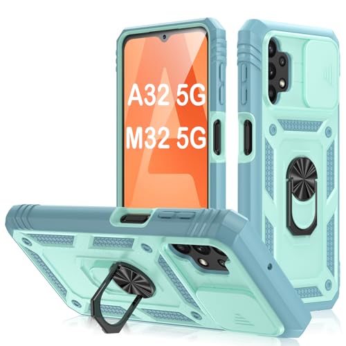 Coque Samsung Galaxy A32 5G idéale pour les activités outdoor avec son anneau rotatif robuste vert