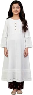 Aarika Girls Ethnic Wear White Colour Chikan Embroidery Cotton Kurti Price In India