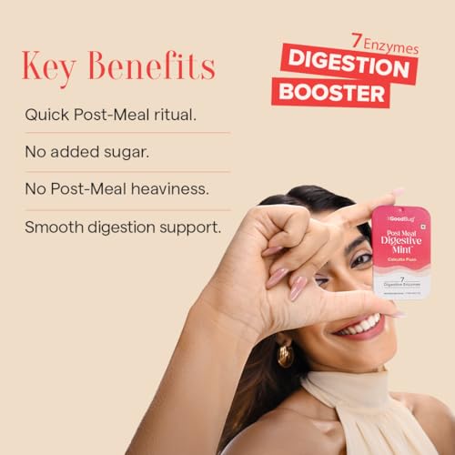 Image of The Good Bug Post Meal Digestive Mints - Calcutta Paan | Post Meal Digestion Booster | 7 Digestive Enzymes | Helps Reduce Post-Meal Heaviness, Bloating, Acidity & Discomfort | No Added Sugar | 28 Mints (14 x 2 Packs)