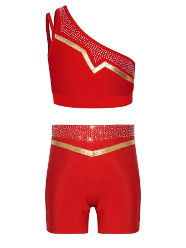 Traje yoga de rojo Agoky para niñas con elasticidad brillante y tejido transpirable