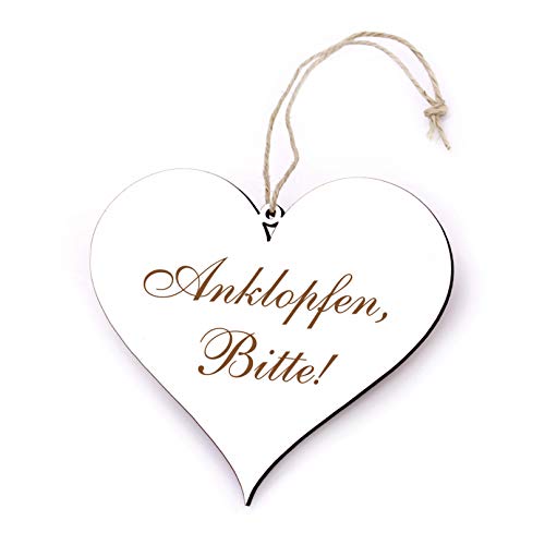 Schild Herz Anhänger - Anklopfen, Bitte! - Gravur Türschild Dekoschild...