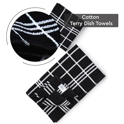 Image of Encasa Cloth Bath Towel Set | Super Absorbent Multipurpose Kitchen Towels for Drying and Cleaning - Pack of 10 - Black Combo