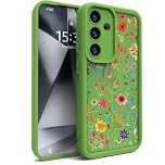 PanXCase Cover per Samsung Galaxy S24 FE - Custodia Silicone Sottile Elegant Disegni Morbida Leggera, Protezione Fotocamera Antiurto Antigraffio Case (Green,Flowers)