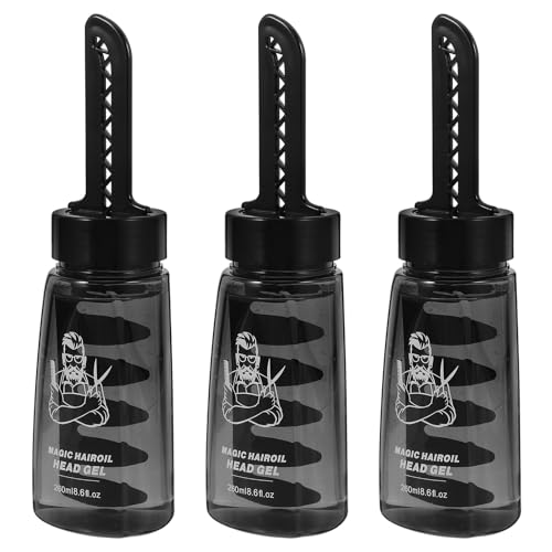 IDEANATEGRATE 3 piezas Botellas Aplicadoras de Gel para Cabello con Peine Integrado de Unidades de Envases Prácticos para Fijar y Texturizar el Pelo Casa o Barbería