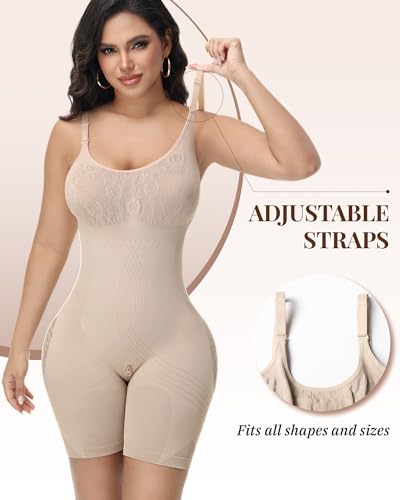 Image of SHAPESHE Shapewear for Women Faja Colombianas Moldeadoras Seamless Bodysuit | Built In Underwire, Short with Nipple Cover,Anti-slip Silicone Strips, Zipper Closure, Tummy Control, Butt Lifting,