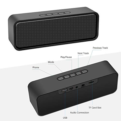 Kolaura Altavoz inalámbrico portátil, Altavoz Bluetooth 5.0 con Graves HiFi estéreo 3D, batería de 1500 mAh, Tiempo de reproducción de 12 Horas (Negro)