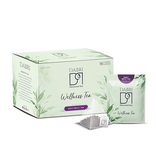 Image of Dabri Daily Belly Wellness Tea 16 Pyramid Dip Teabags|Herbal Blend for Digestion|Pure Natural Taste|Detox Tea for Bloating, Constipation, Acidity & Gas Relief|Supports Gut Health & Comfort Daily