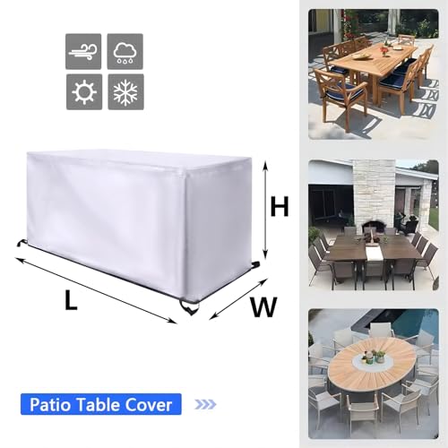 Bache table et chaises de jardin 320x110x74cm argent et housse impermeable - 5