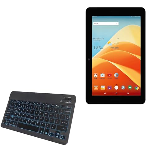 BoxWave Keyboard Compatible with ZTE ZPad (10 in) - SlimKeys Bluetooth Keyboard - with Backlight, Portable Slim LED 7 Colors - Jet Black