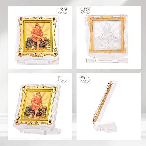 Image of Sai Baba Sitting on Stone Idol for Car Dashboard Home & Office Showpiece Decor