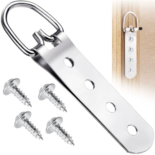 Image of SmallCat 6 pcs D Ring Picture Hangers, Metal Wall Hook Hanger Heavy Duty with Screws, Large Strap Hanger 4 Holes for Clock, Pictures, Photo Frames, Mirrors