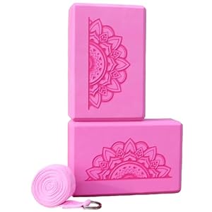 Yoga Blocks 2 Pack | Yoga Blocks 2 Pack With Strap | EVA Foam | Foam Blocks | Yoga Strap | Yoga Blocks | Yoga Block | Yoga Accessories | High Density Foam | Foam Block | Yoga Kit