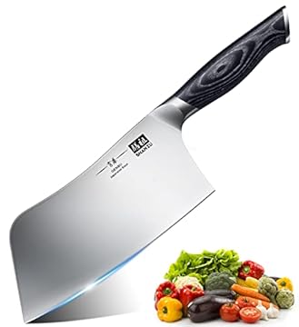 SHAN ZU Coltelli da Cucina Giapponese, Coltello da Chef Affilato 7 Pollici per Mannaia per Verdure Coltello Multiuso Cinese in Acciaio Inossidabile ad Alto Tenore di Carbonio con Manico in Legno K133