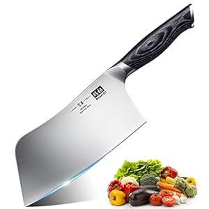 SHAN ZU Coltelli da Cucina Giapponese, Coltello da Chef Affilato 7 Pollici per Mannaia per Verdure Coltello Multiuso Cinese in Acciaio Inossidabile ad Alto Tenore di Carbonio con Manico in Legno K133