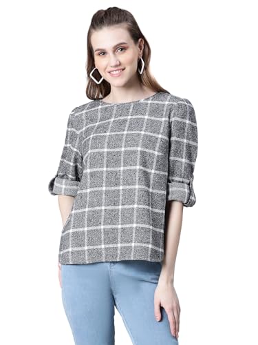 Image of oxolloxo Women's Checked Regular Fit Blouson
