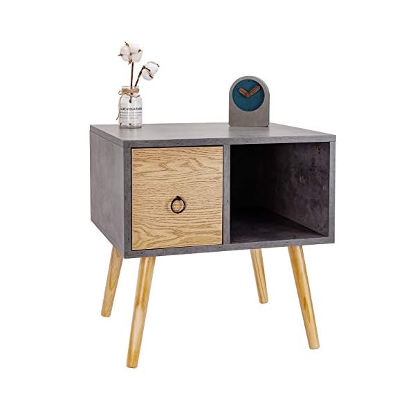 WOLTU Bedside Table with 1 Drawer and 1 Open Compartment Side Table Nightstand Bedroom Bedside Unit Cabinet 48x40x50cm TSR72 - Image 3