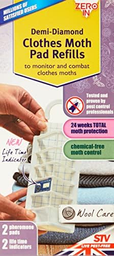 Zero In ZER438 Demi Diamond Clothes Moth Killer Refills (6 Months Household Protection, Refill for Clothing Moth Trap), Twin Pack, Clear, 15.0 x 5.0 x 8.0 cm