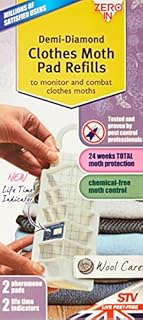 Zero In ZER438 Demi Diamond Clothes Moth Killer Refills (6 Months Household Protection, Refill for Clothing Moth Trap), Twin Pack, Clear, 15.0 x 5.0 x 8.0 cm