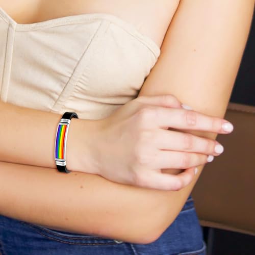 Rainbow Pride Bracelet Acrylic Stretch Bead/Rubber Bracelets for Men Women LGBT Bracelet for Gay Lesbian Couples Pride Month Friendship Jewelry Gift LGBTQ Parade Accessories4