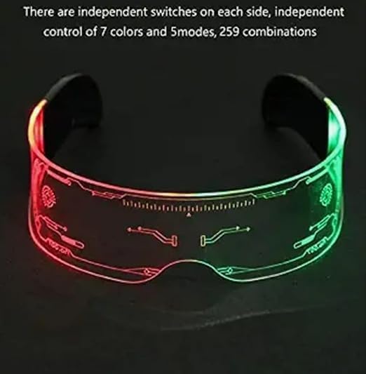 Image of Luminous Multi-colored LED Glasses for Party | Light LED Goggles for Party Night Bar Club Christmas New Year | 7 Colors 4 Modes Futuristic Glasses | Modern Stylish Goggles