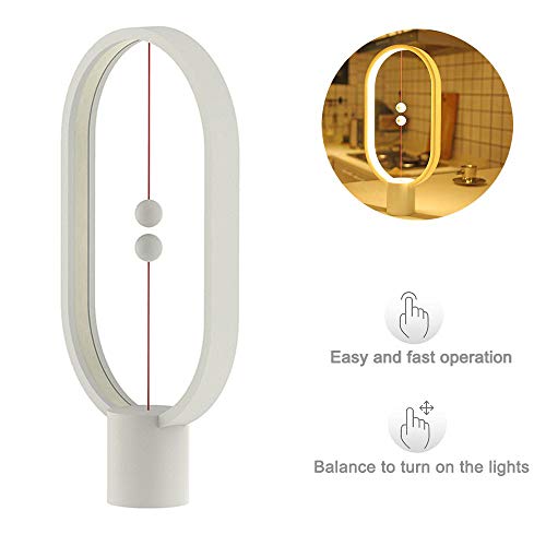 hll-036 Heng Balance Lamp Elipse Interruptor Magnético de Aire Medio Decorativo para El Hogar Luz de Noche USB Alimentado Calentar Cuidado de Ojos Luz de Mesa, Blanco