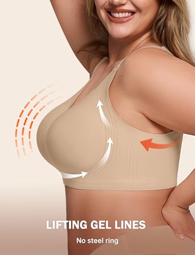 Image of LetsJoli Bras for Women Supportive Wireless Push Up Bra Full Coverage No Underwire Seamless Plus Size for Older Women
