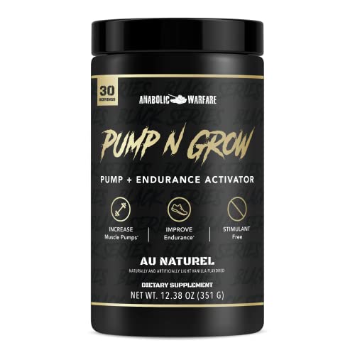 Anabolic Warfare Pump-N-Grow Muscle Pump Supplement Caffeine Free Pre Workout With L-Citrulline, L-Arginine, Beta-Alanine (Au Naturel – 30 Servings) #TOP19