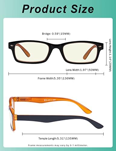 Eyekepper Spring Hinges UV Protection, Anti Glare Anti Blue Rays, Scratch Resistant Lens Computer Eyeglasses (Yellow Tinted Lenses, Black-Yellow) +0.0 - 3