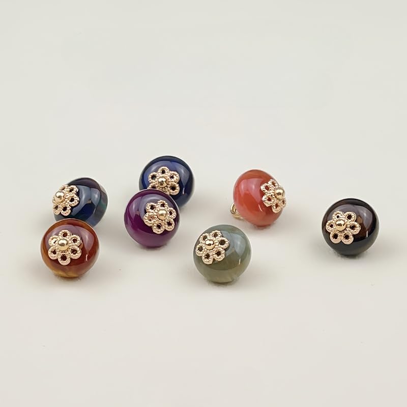 Guziki perłowe Guziki perłowe, 50 szt. 10 mm, imitacja jadeitu, mała okrągła kulka do wyrobu tkanin, guzik z żywicy na trzonku(Deep Red)