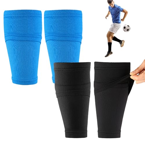2 Pairs Kids Youth Soccer Shin Guard Sleeves Medium Compression Holders with Secure Insert Pockets Breathable Calf Support for Boys Girls Ages 6-9 Stable Fit for Training and Match Play