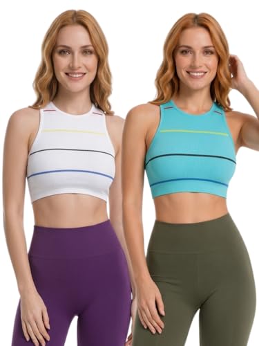 Image of Celary Women Activewear Yoga Top|High Neck Ribbed Sleeveless Workout Crop Top|Yoga Gym Activewear Top for Women|Stretch Fit Running Fitness Tank