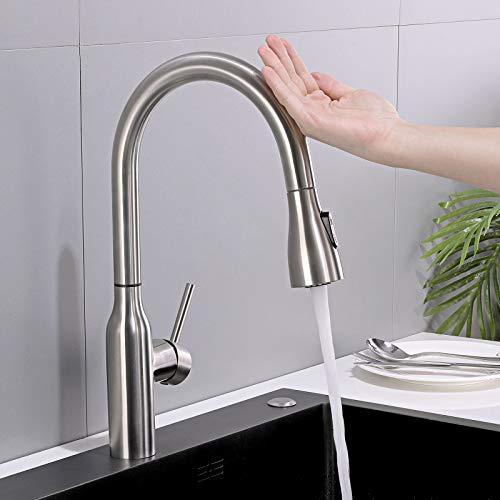 Synlyn Robinet de cuisine à capteur tactile robinet d'évier avec douche extractible robinet de cuisine robinet avec Rotatif à 360 ° mitigeur monocommande robinet de lavabo en acier inoxydable 304 Cover